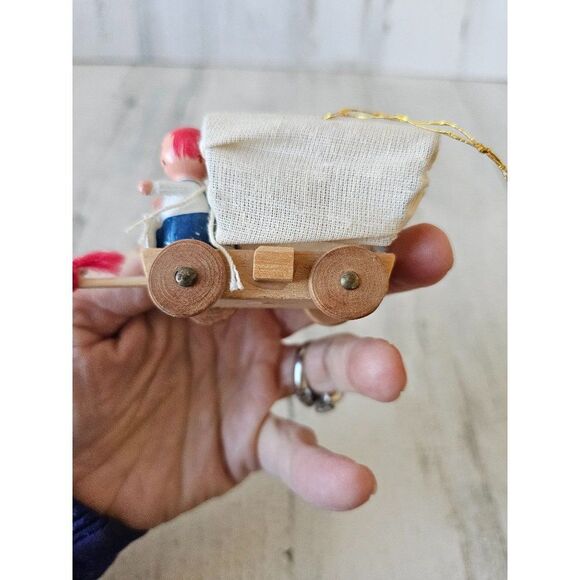 Wooden stagecoach wagon vintage ornament Xmas tree unique - Picture 6 of 7